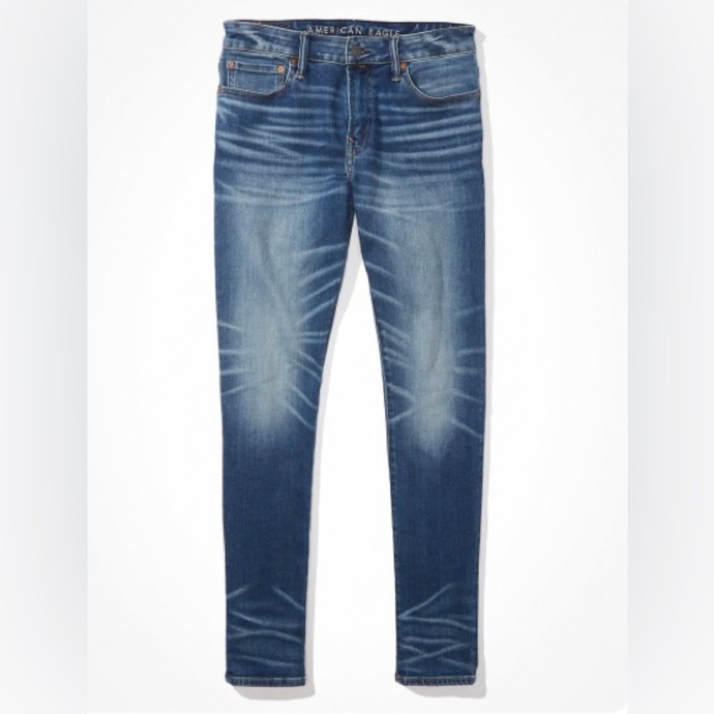 NWT AMERICAN EAGLE Men’s Airflex+ Athletic Skinny Jeans in Tidal Blue size 31x32